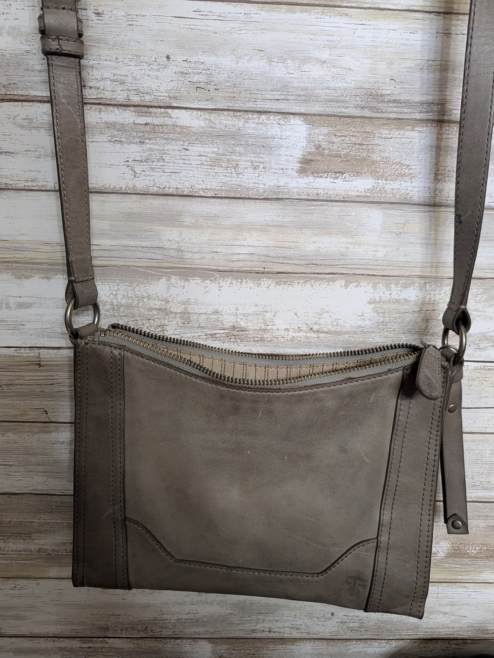 Frye Grey Leather Crossbody Bag